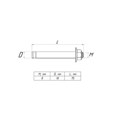 Болт анкерный с гайкой М10x75