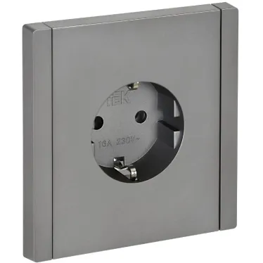 FORTE@PIANO Розетка 1-местная с заземлением без защитных шторок безвинтовое крепление 16А FP514 сталь IEK