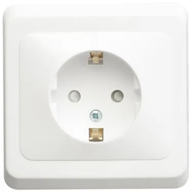 ЭТЮД Розетка скрытая с заземлением со шторками белая