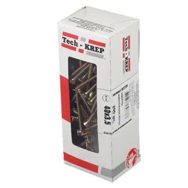 Шуруп универсальный 3,5х40 потайная головка, остроконечный, желтопассивированный (200шт) - коробка