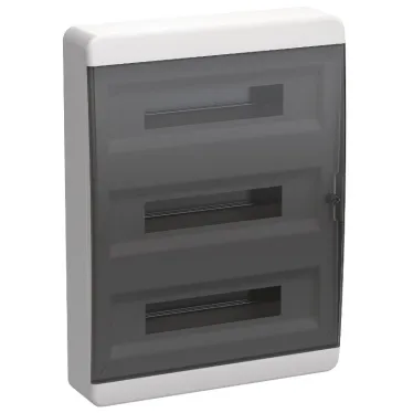 Корпус пластиковый навесной на 54 модуля ЩРН-П-54 IP41 TEKFOR черная прозрачная дверь