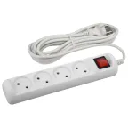 Удлинитель электрический U-4s-5m-2x1 без заземления c выключателем 4 розетки 5 м ПВС 2x1мм2 10А