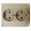 Розетка двойная с заземлением Schuko 2x2Р+Е 16A 250В моноблок цвета шампань S15