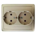 Розетка двойная с заземлением Schuko 2x2Р+Е 16A 250В моноблок цвета шампань S15