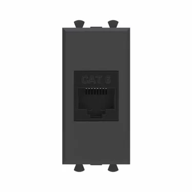 Avanti Компьютерная розетка RJ-45 без шторки модульная кат.6 Черный матовый 1 модуль