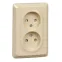 ЭТЮД Розетка двойная скрытой установки без заземления со шторками 16А 250B, кремовый