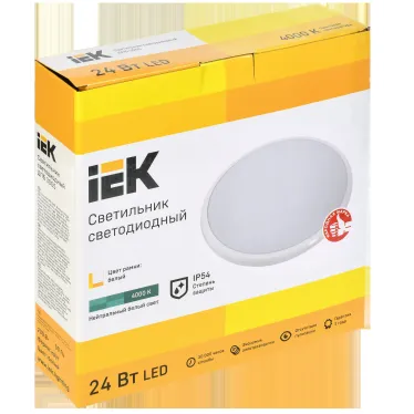 Светильник светодиодный ДПБ 3005 24Вт IP54 4000K круг белый IEK