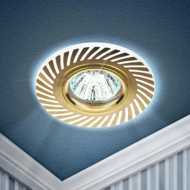 Светильник ЭРА декор cо светодиодной подсветкой MR16, белый/золото DK LD39 WH/GD /1