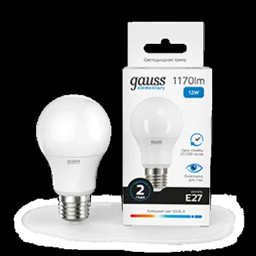 Лампа светодиодная LED 12 Вт 1170 лм 6500К А60 груша холодный E27 AC 220В Elementary Gauss