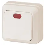 Выключатель Intro Quadro 2-102-02 одноклавишный с подсветкой, 10А-250В, IP20, ОУ, слоновая кость