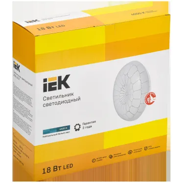 Светильник светодиодный ДПБ 2007 18Вт IP20 4000К круг белый IEK