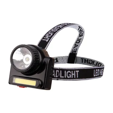 Фонарь налобный, 2 режима, поворотный, с евровилкой, зарядка от сети 220В