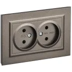 BRITE Розетка 2-местная без заземления с защитными шторками 10А в сборе РСш12-2-БрТБ темная бронза IEK