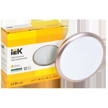 Светильник светодиодный ДПБ 3201 12Вт IP54 4000K круг розовое золото IEK