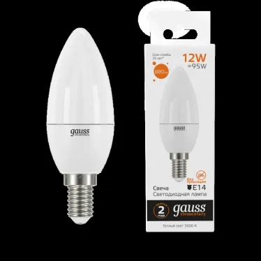 Лампа светодиодная LED 12 Вт 880 лм 3000К свеча теплый E14 AC 220В Elementary Gauss