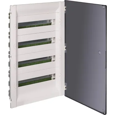 Щит встраиваемый пластиковый 4х18, прозрачная дверь с клеммником заземления нейтрали