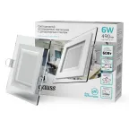 Светильник светодиодный встраиваемый квадратный с декоративным стеклом 6W 4000K 1/40 | 948111206 | Gauss