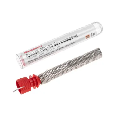 Припой без канифоли ПОС-90, 10 г, 1.0 мм, (олово 90%, свинец 10%)