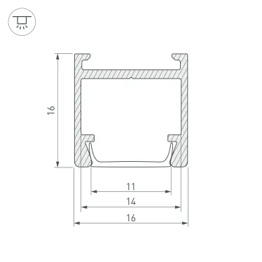 Профиль PDS-H16-2000 ANOD | 023858 | Arlight