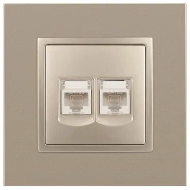 Розетка 2хRJ45, Эра Elegance, шампань, 14-3108-04