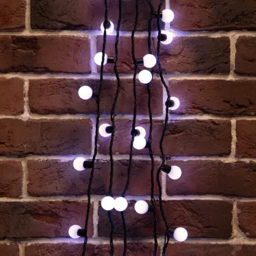 Гирлянда "Мультишарики" Ø23 мм, 10 м, черный ПВХ, 80 диодов, цвет белый | 303-515 | NEON-NIGHT