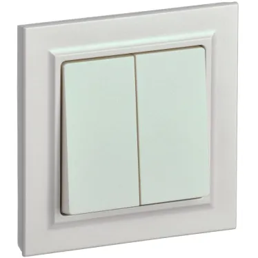 BRITE Выключатель двухклавишный 10А в сборе ВСР10-2-0-БрЖ жемчуг IEK