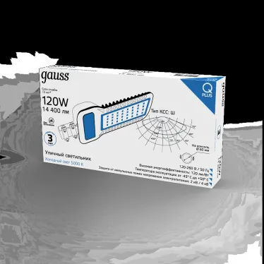 Светильник уличный консольный ДКУ 120 Вт 14400 лм 5000К AC 220В IP65 535х260х64мм широкая КСС Ш Qplus Gauss