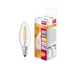 Лампа светодиодная LED 5Вт E14 CLB60D тепло-бел, Filament диммируемая,прозр.свеча OSRAM