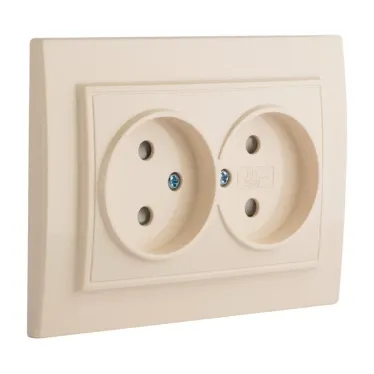 Розетка двухместная СП без заземления 10А бежевый с защитными шторками Минск