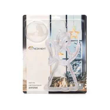 Фигура светодиодная "Ангелок" на присоске с подвесом, цвет ТЕПЛЫЙ БЕЛЫЙ | 501-015 | NEON-NIGHT