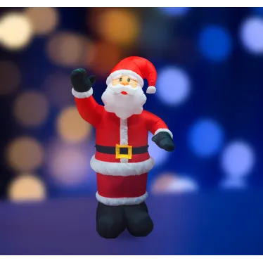 Фигура праздничная надувная 3D  "Дед Мороз приветствует", размер 180 см, внутр подсветка 5 диодов , компр/адапт 12В, IP 65  | 511-114 | NEON-NIGHT