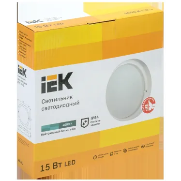 Светильник светодиодный ДПО 4003 15Вт IP54 4000K круг белый пластик IEK