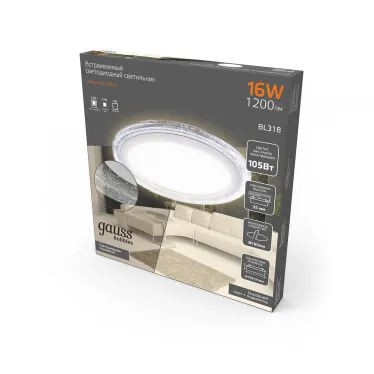 Светильник светодиодный Bubbles BL318 Кругл. 12+4W LED 3000K 1200лм193х31ммO160 1/20 | BL318 |Gauss