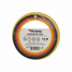 Изолента ПВХ KRANZ 0.13х15 мм, 10 м, желтая 10шт