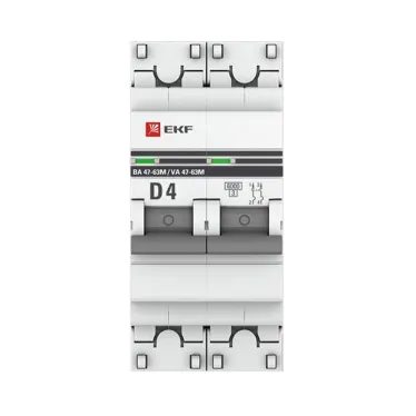 Автоматический выключатель 2P 4А (D) 6кА ВА 47-63M c одним магнитным расцепителем