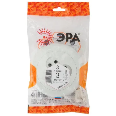 Удлинитель UR(6)-3-3m/УХ6-103 рулетка без заземл.,1300Вт, 3гн, 3м (5/20/600) UR(6)-3-3m