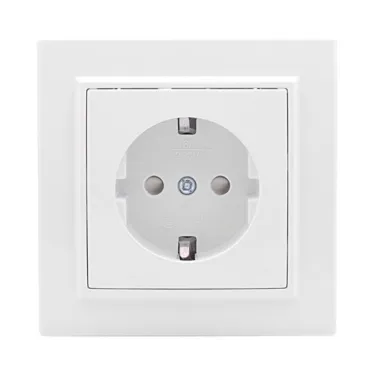 Розетка Минск одноместная СП с заземлением 16А белая защитные шторки