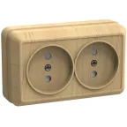 ОКТАВА Розетка двойная наружная сосна без крышки 10А