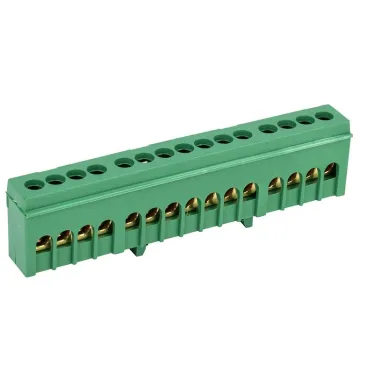 Шина PE «земля» в корпусном зеленом изоляторе на DIN-рейку 6x9 мм 15 групп, REXANT