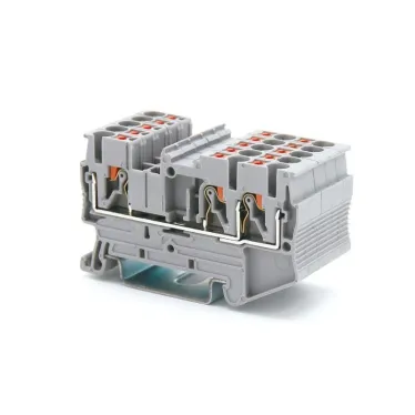 Клемма проходная, зажим push-in, 3 точки подключения, 2.5 кв.мм, серая