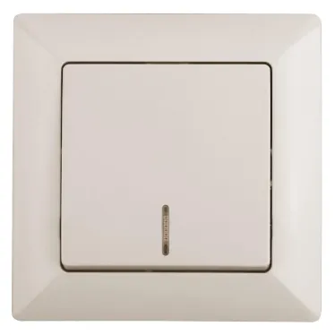 Выключатель Intro Solo 4-102-02 одноклавишный с подсветкой, 10А-250В, IP20, СУ, слоновая кость