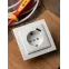 Розетка 1-местная СП с/з Минск 16А белая с защитными шторками с USB