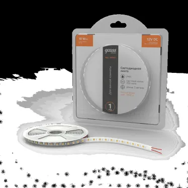 Лента светодиодная LED 5050/60-SMD 10 Вт/м 700 лм/м 3000К DC 12В IP65 10мм (блистер 5м) Basic Gauss