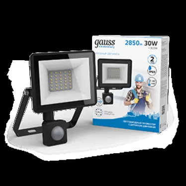 Прожектор светодиодный ДО 30 Вт 2850 лм 6500К AC 220В IP65 176х136х40мм с датчиком движения Elementary-S Gauss