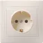 Розетка 1-местная с заземляющим контактом без защитной шторки 16А керамика КВАРТА кремовый (РС10-3-Км )