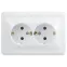 Розетка РС12-3-ВБ двухместная с заземляющим контактом без защитных шторок 16А ВЕГА белый