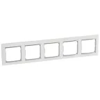 VALENA Рамка 5 постов горизонтальный монтаж белая/серебро