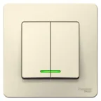 BLANCA скрытой установки двухклавишный выключатель (cх.5) с подсв., 6а, 250в, молочный