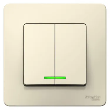 BLANCA скрытой установки двухклавишный выключатель (cх.5) с подсв., 6а, 250в, молочный