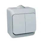 ЭТЮД Выключатель двухклавишный наружный IP44 серый